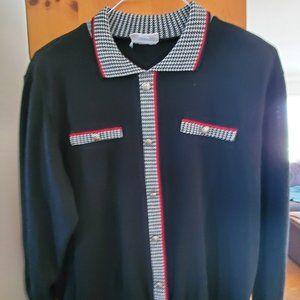 Vintage Alfred Dunner Black Sweater Houndstooth Trim